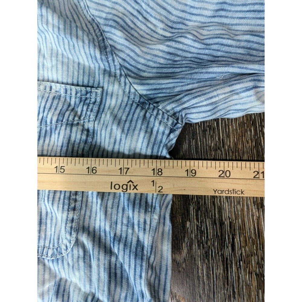 Cloth & Stone Blue Stripes LONG SLEEVE ROMPER SHORTS Women's Size‎ S Boho 200 - Picture 7 of 8